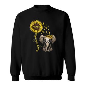 Womens Blessed To Be Called Mamaw Sunflower Elephant Hippie Sweatshirt | Mazezy