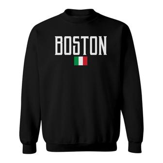 Womens Boston Italy Flag Vintage White Text Sweatshirt | Mazezy