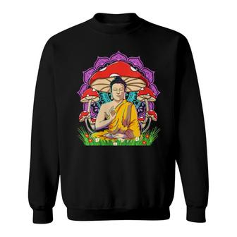 Womens Buddha Mushroom I Zen Yoga Meditation I Psychedelic Hippie Sweatshirt | Mazezy