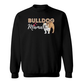 Womens Bulldog Mama - Funny English Bulldog Dog Lover V-Neck Sweatshirt | Mazezy