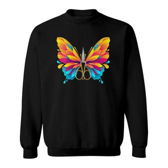 Womens Butterfly Insect Fly Scissors Hairstyle Barber Hairdresser Sweatshirt | Mazezy UK