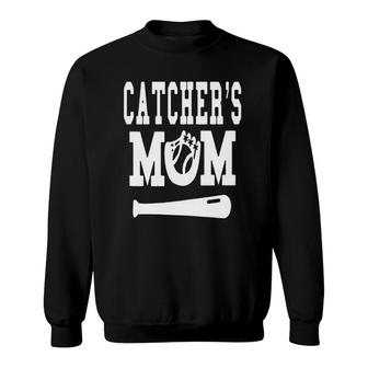 Womens Catcher's Mom Funny Baseball Softball Sport Team Player Gift Sweatshirt | Mazezy