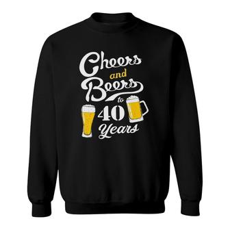 Womens Cheers And Beers To 40 Years - Funny 40Th Birthday V-Neck Sweatshirt | Mazezy