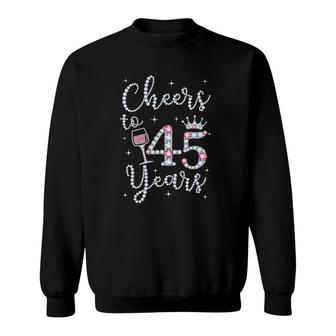 Womens Cheers To 45 Years 1977 45Th Birthday Gift Tee For Womens V-Neck Sweatshirt | Mazezy