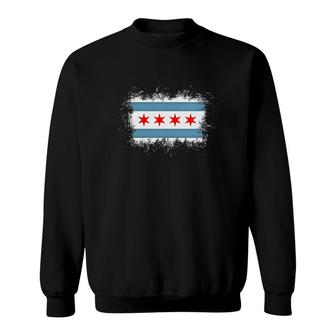 Womens Chicago Flag Stylish Paint Splash Chicago Sweatshirt | Mazezy
