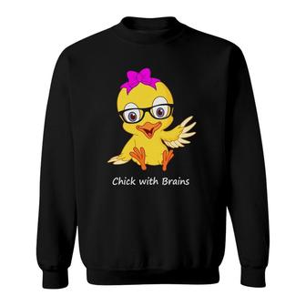Womens Chick With Brains For Smart Intelligent Girls Women Sweatshirt | Mazezy
