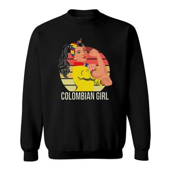 Womens Colombia Flag Colombian Girl Sweatshirt | Mazezy
