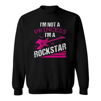 Womens Cool Not A Princess Girl Rockstar Gift Music Lover Women V-Neck Sweatshirt | Mazezy