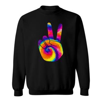 Womens Cool Peace Hand Tie Dye Hippie For Boys And Girls Sweatshirt | Mazezy
