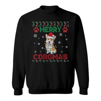 Womens Corgi Ugly Christmas Style Merry Corgmas Santa Corgi Sweatshirt | Mazezy