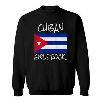 Womens Cuban Girls Rock - Bandera De Cuba - Cuban Flag Sweatshirt | Mazezy