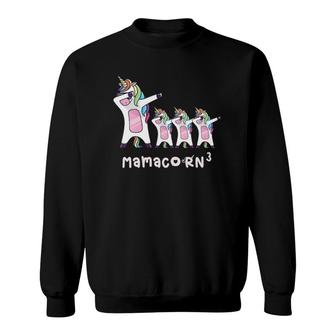 Womens Cute Mamacorn Unicorn Funny Mom Mother Of 3 Triplet Mom3 V Neck Sweatshirt | Mazezy