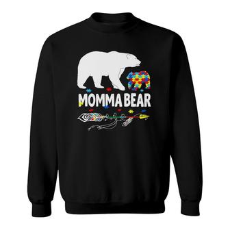 Womens Cute Momma Bear Autism Awareness Mother Autistic Family Sweatshirt | Mazezy