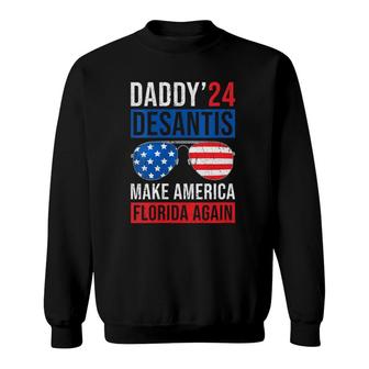 Womens Daddy Desantis 2024 Make America Florida Again V-Neck Sweatshirt | Mazezy DE