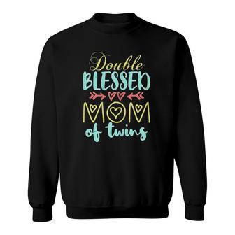 Womens Double Blessed Mom Of Twins Perfect Mother's Day Sweatshirt | Mazezy AU