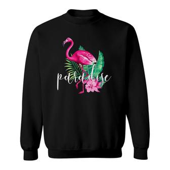Womens Enjoy Travel Summer Beach Sea Sun Graphic Design Flamingo V-Neck Sweatshirt | Mazezy