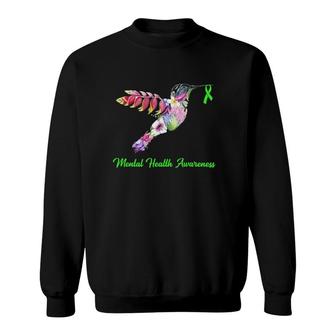 Womens Floral Hummingbird Mental Health Awareness Sweatshirt | Mazezy