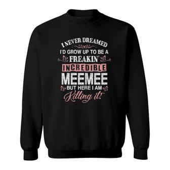 Womens Freaking Awesome Meemeegrandma Gift Mother's Day Sweatshirt | Mazezy