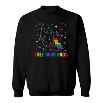 Womens Free Mom Hugs Mama Dinosaur Lgbt Gay Pride Gift Mother Sweatshirt | Mazezy