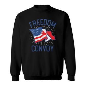 Womens Freedom Convoy 2022 Truckers Usa America Canada Flag Support Sweatshirt | Mazezy