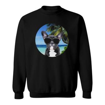 Womens French Bulldog Frenchie Dog Lover Beach Tropical Funny Cute Sweatshirt | Mazezy CA