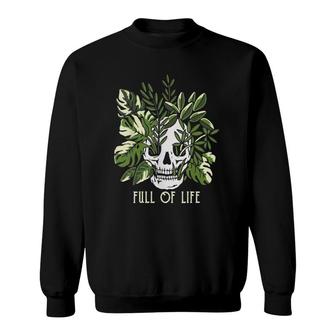 Womens Full Of Life Skull Gardening Garden V-Neck Sweatshirt | Mazezy