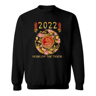 Womens Funny Happy Chinese New Year 2022 Year Of The Tiger 2022 V Neck Sweatshirt | Mazezy