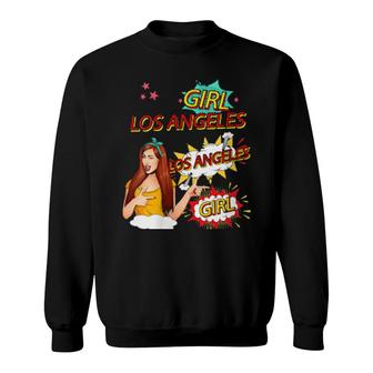 Womens Girl From Los Angeles Comic Style Los Angeles Girl Sweatshirt | Mazezy