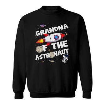 Womens Grandma Of The Astronaut Space Theme Birthday Party Gram V-Neck Sweatshirt | Mazezy AU