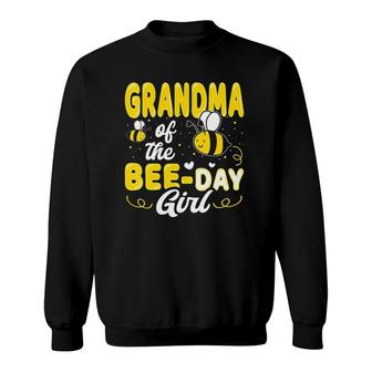 Womens Grandma Of The Bee Day Girl Hive Party Matching Birthday V-Neck Sweatshirt | Mazezy UK