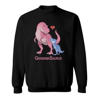 Womens Grandmasaurus Grandmother & Baby Boyrex Dinosaurs V-Neck Sweatshirt | Mazezy