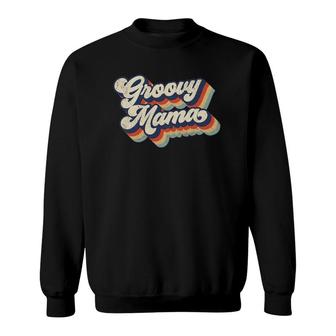 Womens Groovy Mama Retro Vintage Style Graphic Design Womens Sweatshirt | Mazezy