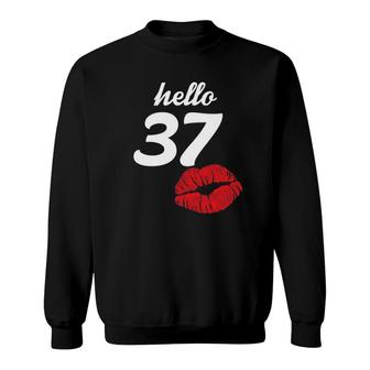 Womens Hello 37 Years Old Gifts For Women's 37Th Birthday Gifts Sweatshirt | Mazezy