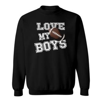Womens I Love My Boys Football  For Moms- Cute Football Mom V-Neck Sweatshirt