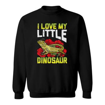 Womens I Love My Little Dinosaur Retro Gecko Iguana Bearded Dragon Sweatshirt | Mazezy