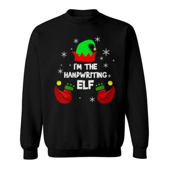 Womens I'm The Handwriting Elf Teacher Matching Christmas Pj Sweatshirt | Mazezy