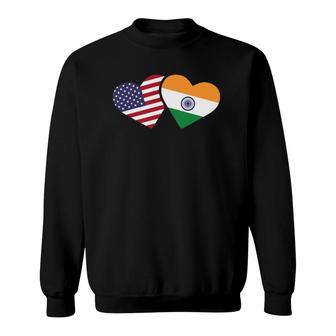 Womens India Usa Flag Heart Indian American Love Sweatshirt | Mazezy