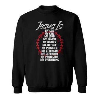 Womens Jesus My Savior Lord Christian God Cross Christian Sweatshirt | Mazezy