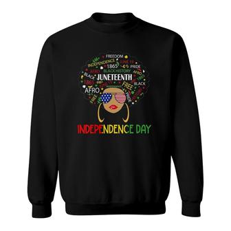 Womens Juneteenth Is My Independence Day Black Women 4Th Of July V-Neck Sweatshirt | Mazezy UK