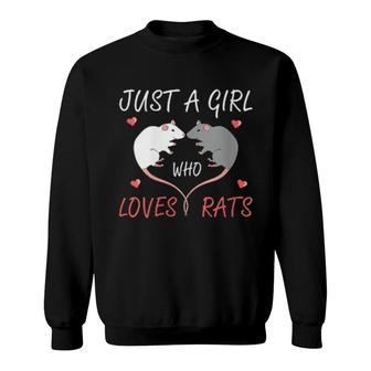 Womens Just A Girl Who Loves Rats Owner Heart Shape Rat Sweatshirt | Mazezy