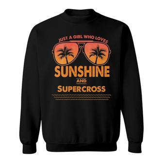 Womens Just A Girl Who Loves Sunshine And Supercross For Woman V-Neck Sweatshirt - Thegiftio UK