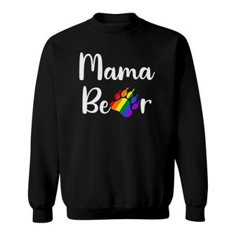 Womens Lgbt Mama Bear Paw Gay Pride Equal Rights Rainbow Gift V-Neck Sweatshirt | Mazezy