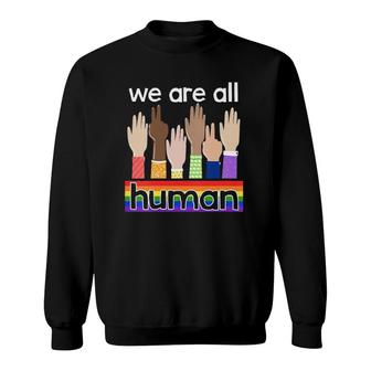 Womens Lgbtq We Are All Human V-Neck Sweatshirt | Mazezy CA