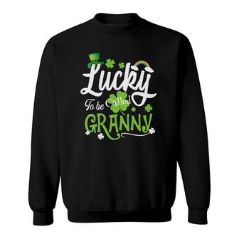 Womens Lucky To Be Called Granny Shamrock St Patrick's Day Gift V-Neck Sweatshirt | Mazezy