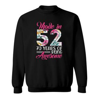 Womens Made In 52 Awesome 70 Years Old Birthday Party Costume Women Sweatshirt | Mazezy