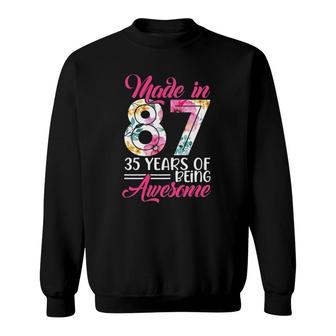 Womens Made In 87 Awesome 35 Years Old Birthday Party Costume Women Sweatshirt | Mazezy DE
