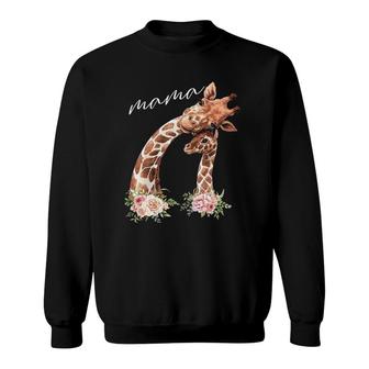 Womens Mama Giraffe New Mom Mommy Gift For Mother's Day Sweatshirt | Mazezy