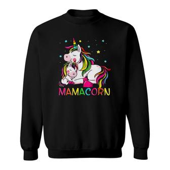 Womens Mamacorn Mother's Day Unicorn Mom Mommycorn Women V-Neck Sweatshirt | Mazezy