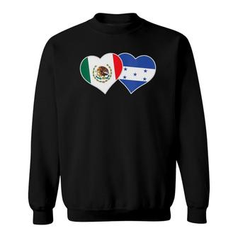 Womens Mexican Honduran Heart Love Mexico Honduras Flag Sweatshirt | Mazezy