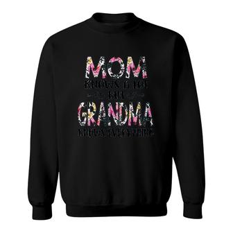Womens Mom Knows A Lot But Grandma Knows Everything Sweatshirt - Thegiftio UK